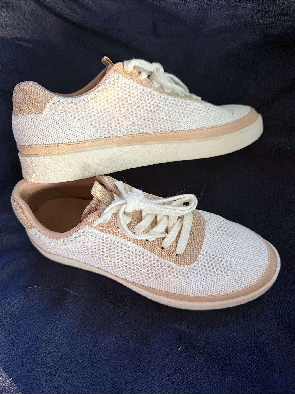 Vionic Women's Knit Lace-Up Sneakers in White and Tan - Picture 3 of 7